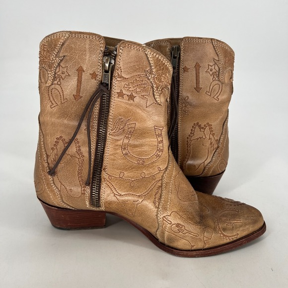 Free People Frontier Doodle Boots Womens 7.5 Western Rodeo Country Embroidered - Picture 10 of 15